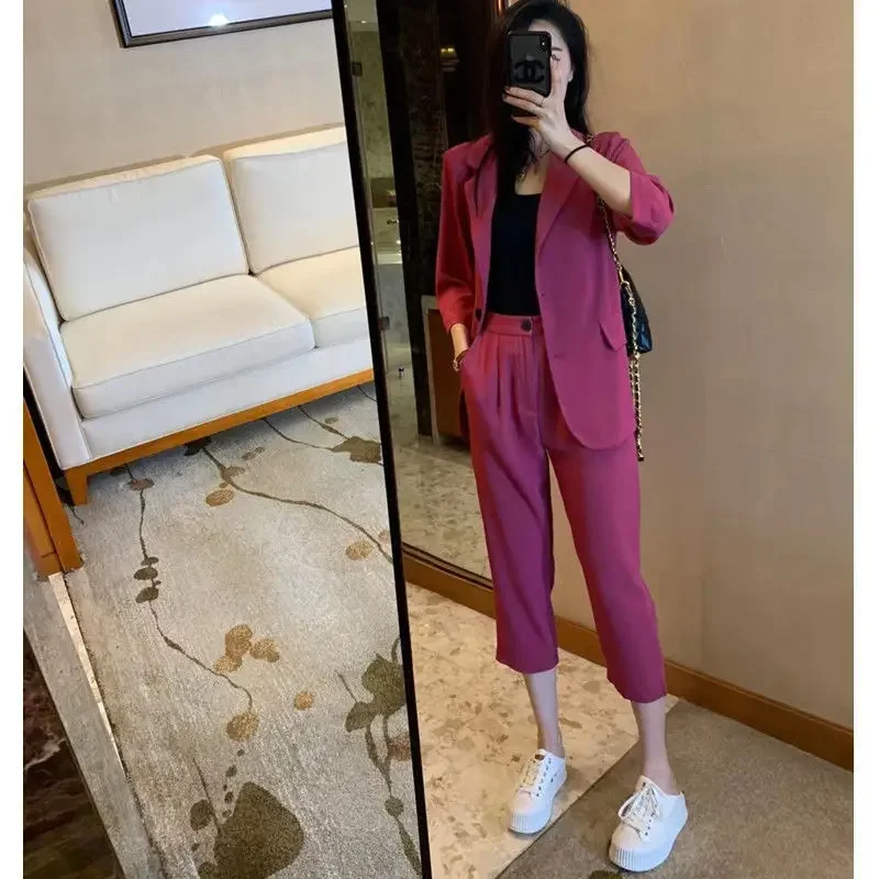 بدلة غير رسمية سترة قطعتين مجموعات النساء مكتب الخريف وتتسابق موضة المرأة السترة والسراويل الدعاوى مجموعة 2 قطعة أنيقة JJ199