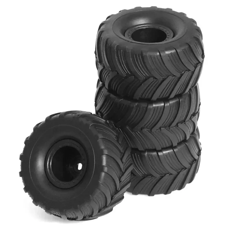 4개 몬스터 트럭 휠 림 타이어 세트 1/18 TRX4M FMS FCX24 W194 액시얼 RC 크롤러 자동차 업그레이드 부품