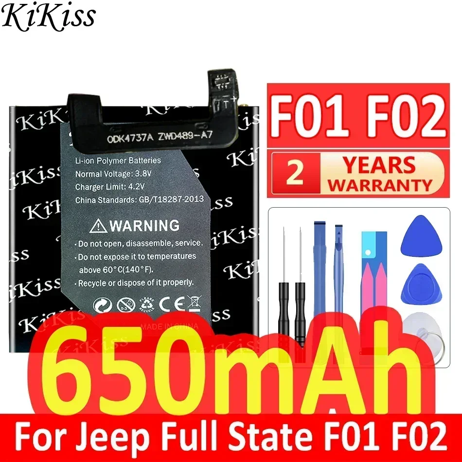 KiKiss Battery 650mAh For Jeep Full State F01 F02 Smart Watch