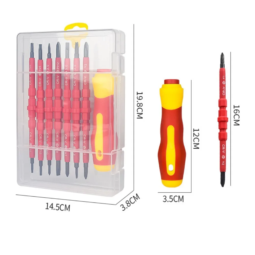 Set di cacciaviti in acciaio al cromo vanadio 8 in 1 strumento di riparazione cacciavite Set di cacciaviti isolati multifunzionali a doppia testa