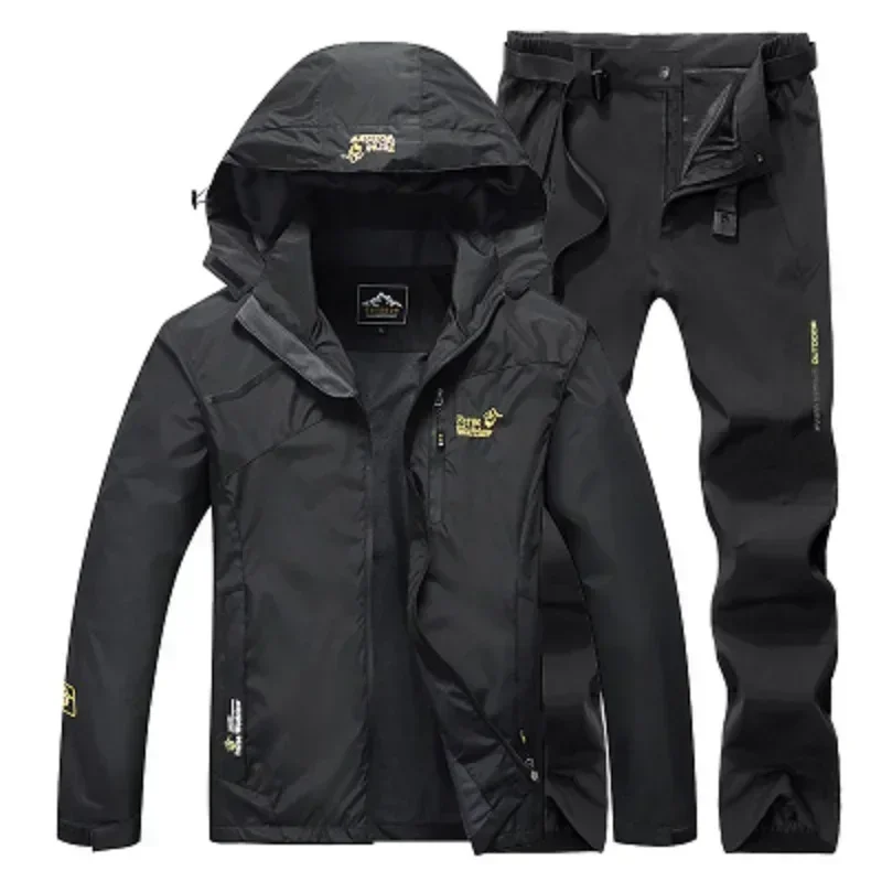 Spring Autumn Waterproof Windproof Fishing Suit Set Thin Hooded Fishing Jacket Breathable Quick Dry Fishing Clothes