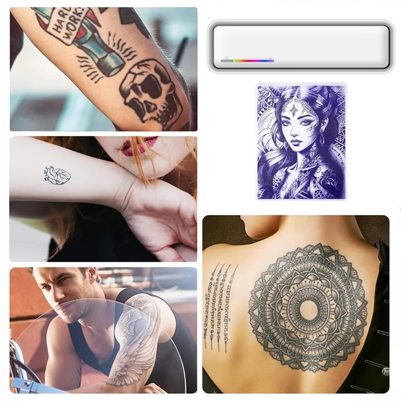 X9 แบบพกพา Tattoo Stencil เครื่องพิมพ์ไร้สายเครื่องพิมพ์สักความร้อนใช้งานร่วมกับโทรศัพท์/แท็บเล็ต/PC สําหรับศิลปินสักและผู้เริ่มต้น