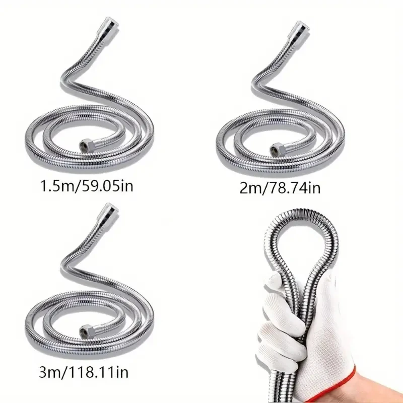 

Flexible Stainless Steel Plumbing Hose Shower Head Tube Flexible Bathroom Pipe 1-3m Bath Accessories