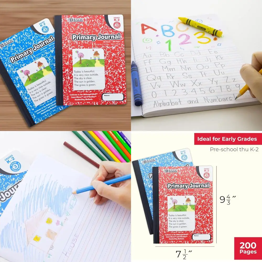 

Marble Design 100-Sheet Primary Journal, 48-Count, Suitable for Grades K-2, Ideal for Kindergarten and School Notebooks
