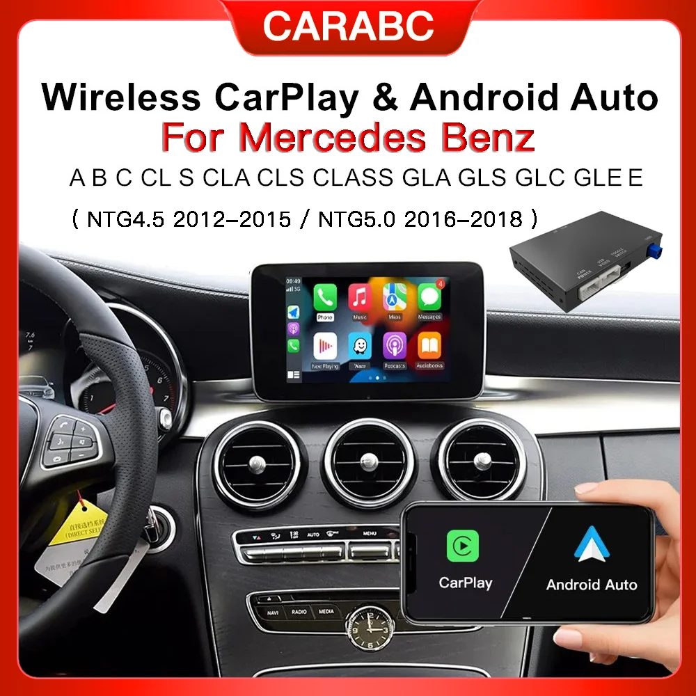 CARABC Wireless Carplay Android Auto Module for Mercedes Benz NTG4.5 NTG5.0 System Compatible with C Class GLC A B GLE GLK
