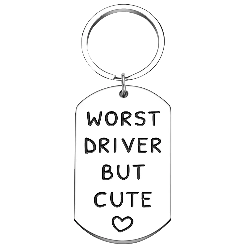 Worst Driver But Cute Keychain Pendant Funny New Drive Gifts Key Chains Teen Girls Boys Best Friend gift