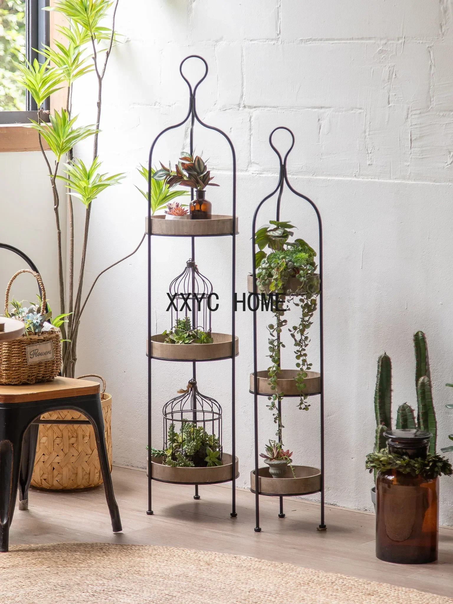 

Iron Indoor Living Room Storage Floor-Standing Balcony Flower Green Plant Bracket