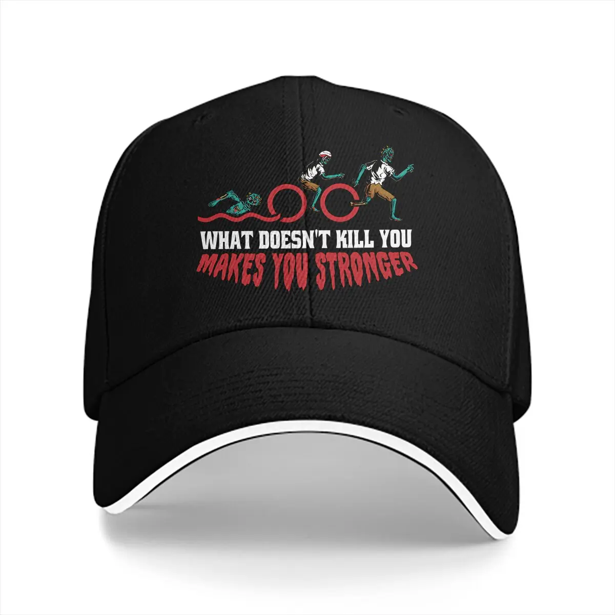 Triathlon Multicolor Hat Peaked Men's Cap Zombie What Doesn't Kill You Makes You Stronger Personalized Visor Protection Hats