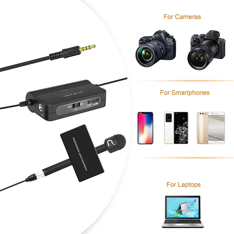 Аудиоадаптер ABGI-XLR на 3,5 мм LINKFLEX AD1, микрофонный предусилитель, усилитель для смартфонов, зеркальных камер, видеокамер