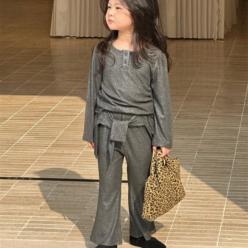 

Girls Suit 2025 Autumn and Winter New Children's Clothing Korean Style Girl Baby Fashion Slim Jacket Horn Skirt Pants Two Sets