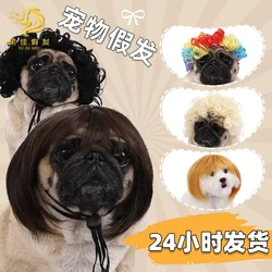 Pet wigs Dog wigs pet supplies Halloween pet accessories Curly hair Straight Cat wigs
