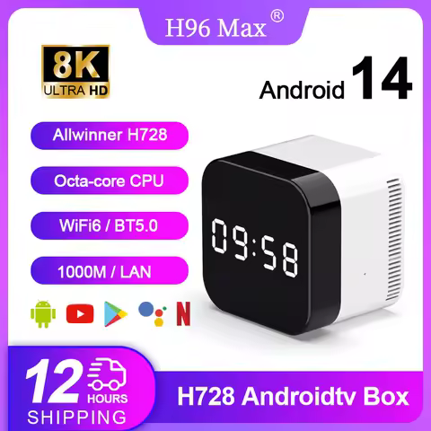 H96 MAX H728 Smart TV Box Android14 ATV TV Box 8K 4K@60fps 1000M/LAN Wifi6 BT5.0 Google Voice Assistant Media Player Set Top Box