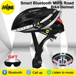 Ciclismo Capacete Mips Anti-colisão Segurança Capacete de Bicicleta Inteligente Música Bluetooth Capacetes de Bicicleta Callable Cap Ciclismo com Luz Led