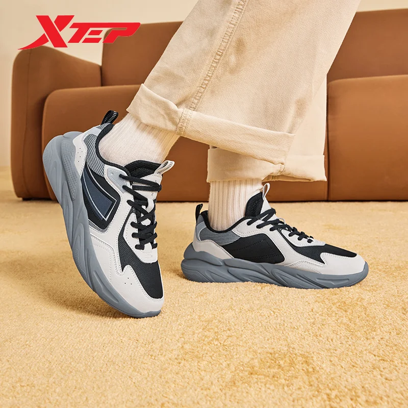 Xtep Casual Shoes Women Shock Absorption Suede Soft Walking Shoes Non-Slip Casual Comfortable Outdoor Sneakers 877418320009