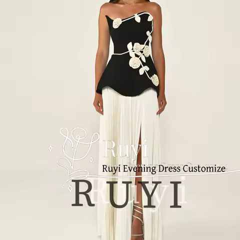 Customized Handmade Flowers Sleeveless Evening Dresses 2025 Women Pleated Side Slit Wedding Elegant Party Dress Prom Gown