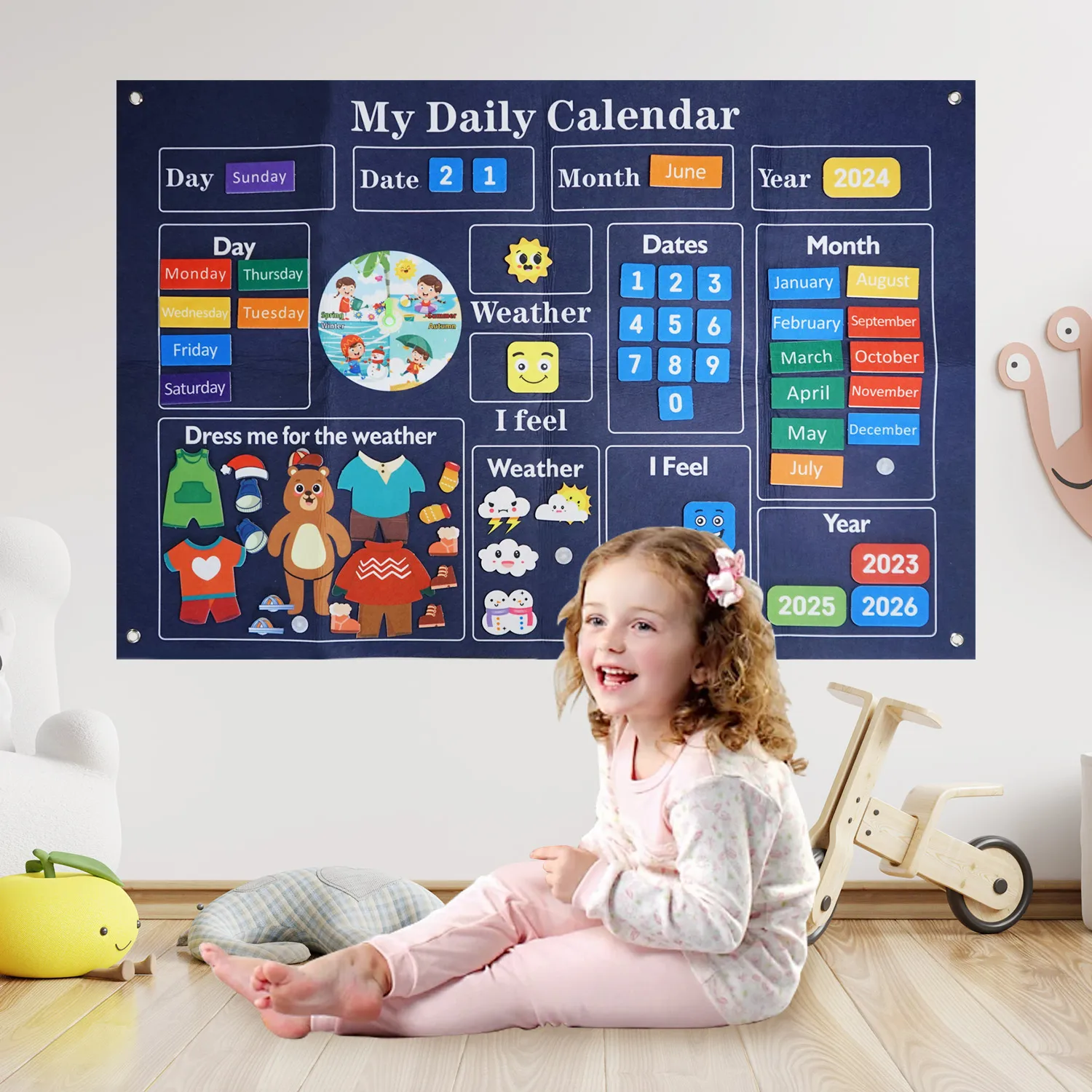 Il mio primo calendario quotidiano per l'aula – Essenziale per il calendario dell'aula dei bambini in età prescolare: anno, mese, giorno, meteo, stagione, Mo