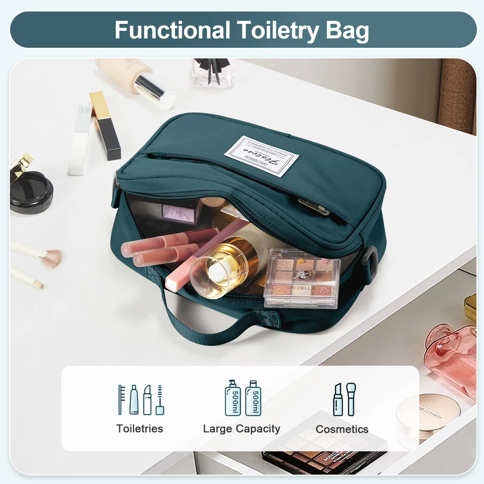 2pc Foldable Travel Duffel Bag for Airlines Carry on Bag Weekender Overnight Tote with Cosmetic Bag Gym Yoga Bag for Women Men