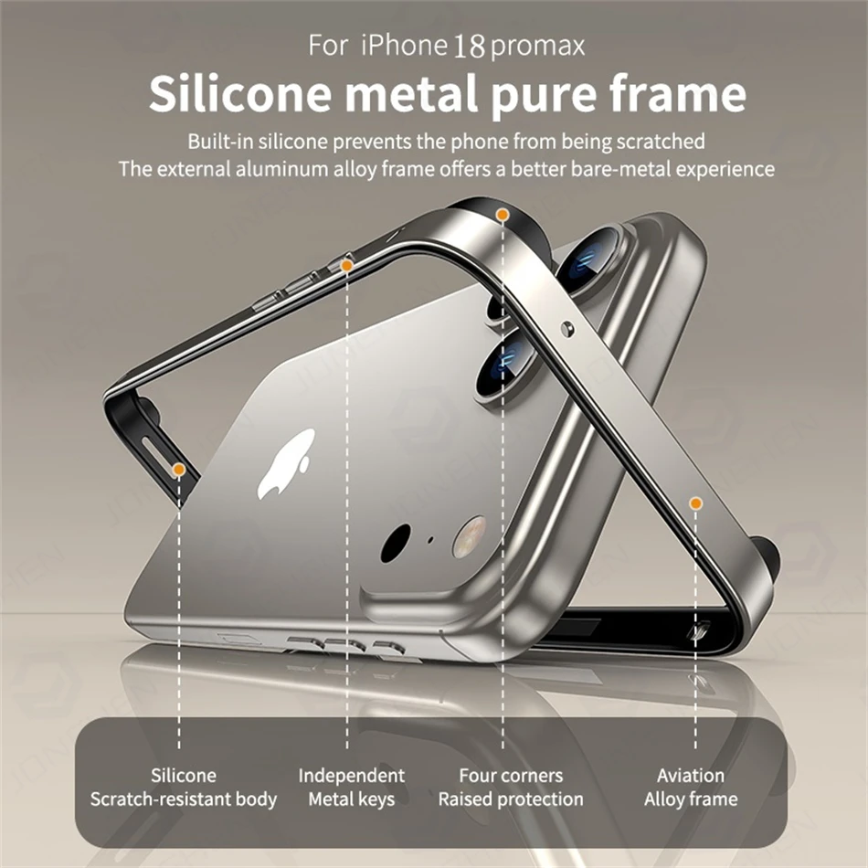 Light Hybrid Silicone Frame Aluminum Metal Case For iPhone 18 17 16 15 14 13 Pro Max Air Better Heat Bumper Alloy Accessories - view 4