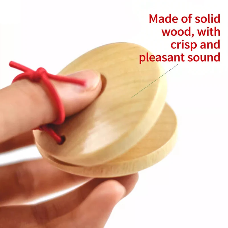 1 Pieza de Castañuelas de Madera, Instrumento Musical de Percusión Flamenco, Juguetes para Niños Pequeños