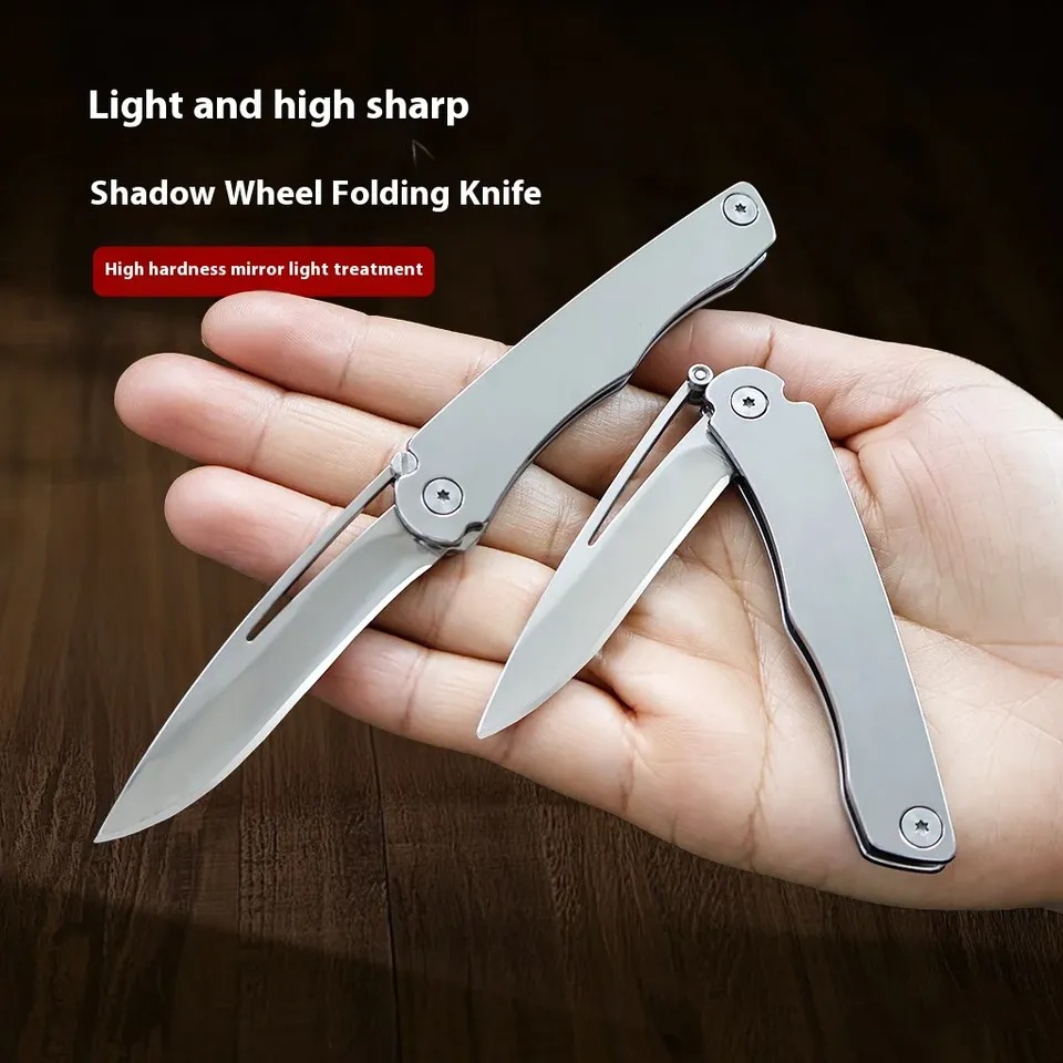 2025 New Outdoor Folding Pocket Knife Stainless Steel Titanium Coated Compact Camping Portable Personal Keychain Knife