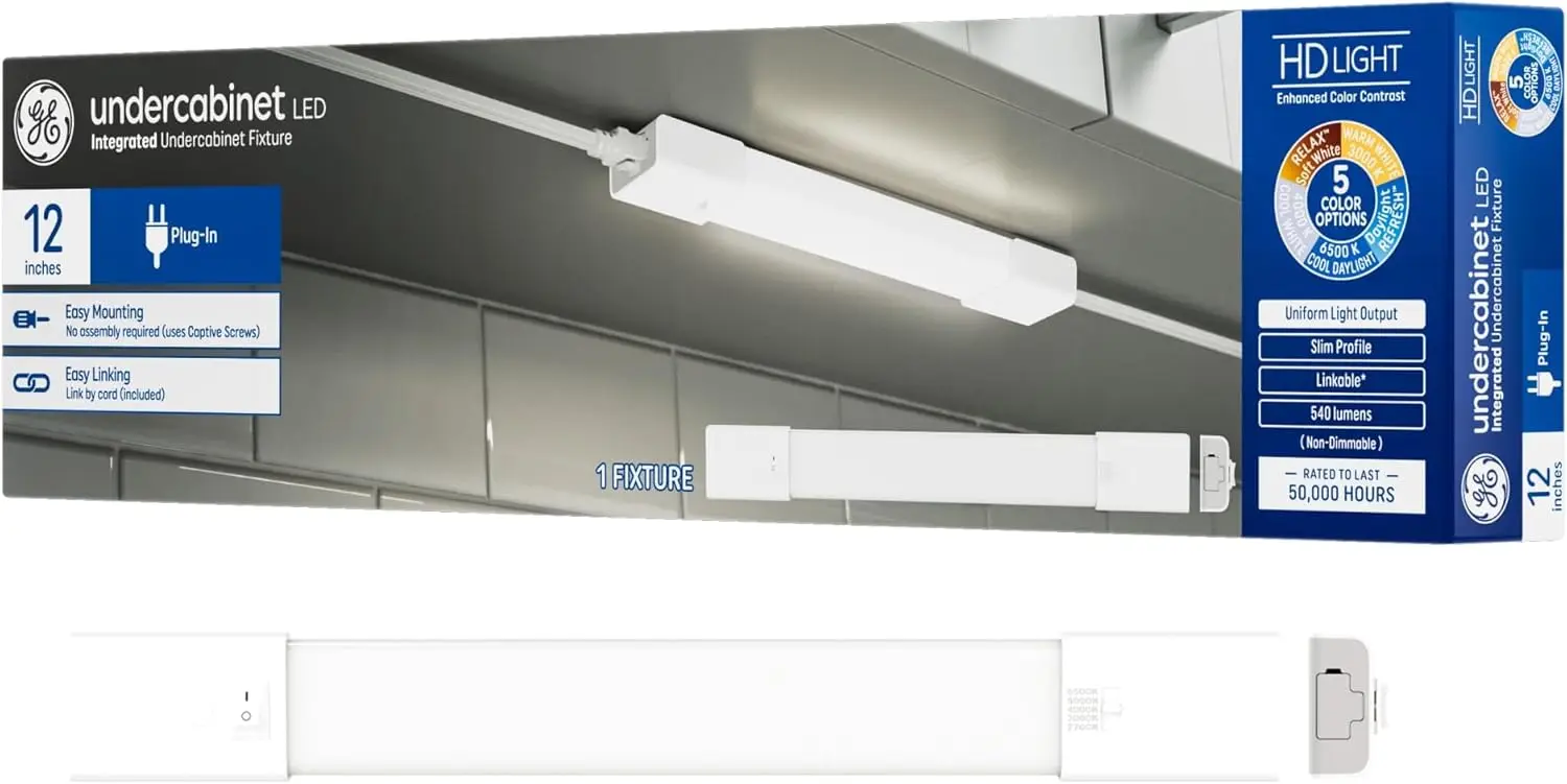 

Светодиодный светильник LED HD+ для установки под шкаф, тонкий профиль, с возможностью соединения, для кухонь, 5 цветовых температур, подключаемый, 12 дюймов