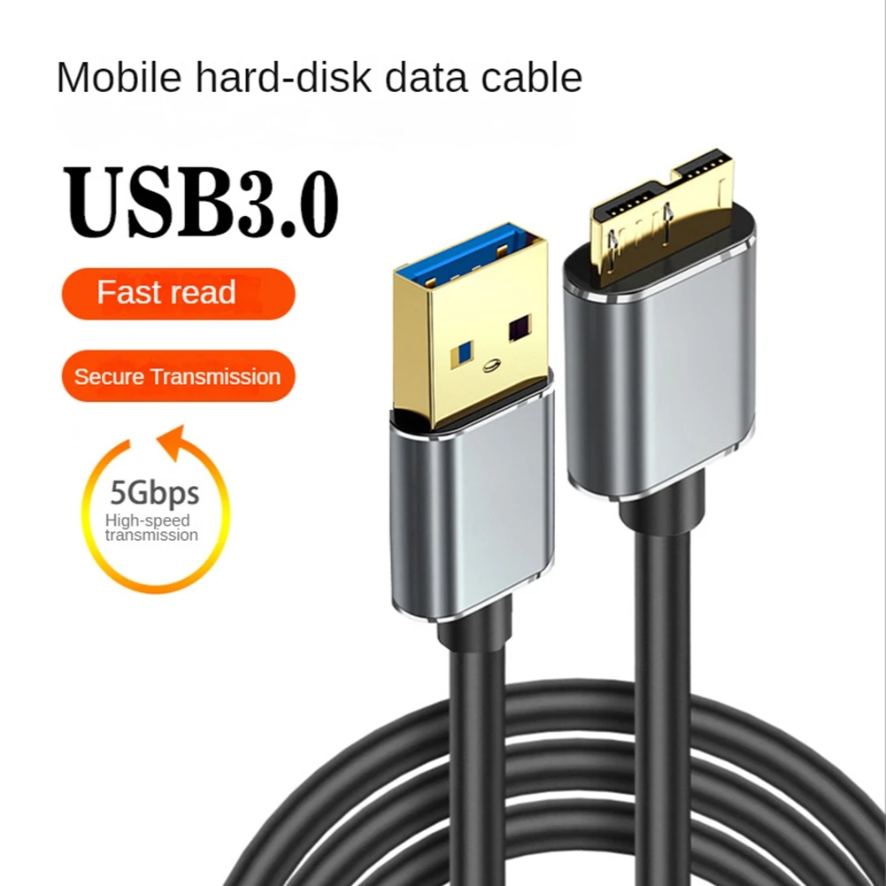 ฮาร์ดไดรฟ์สายเคเบิลภายนอก USB Micro-B HDD สายข้อมูล Micro-B สาย SSD SATA สำหรับฮาร์ดดิสก์ USB3.0 Micro-B, 0.5เมตร