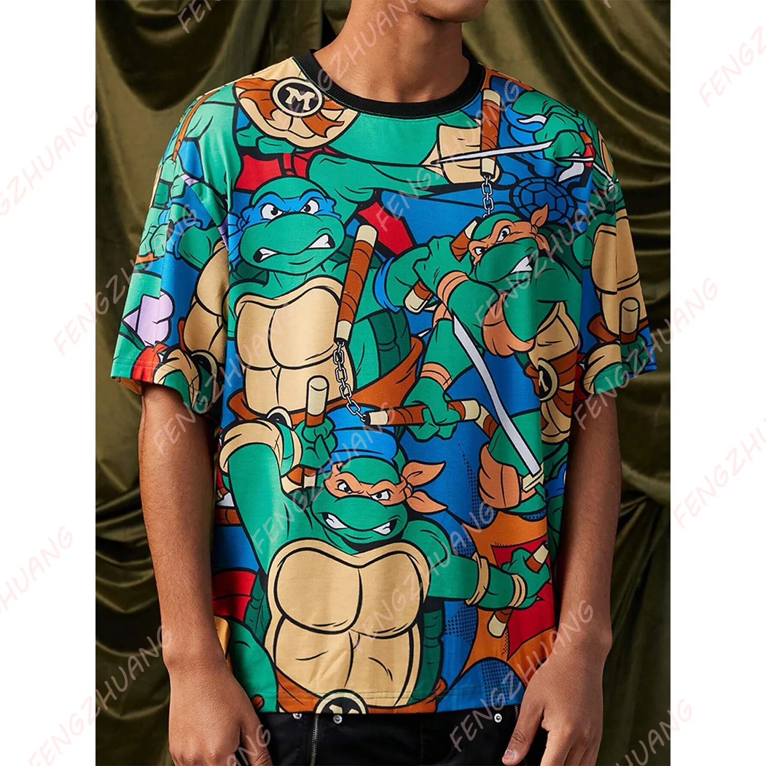 Camiseta con estampado animado para adolescentes Mutant NinJA Turtles X SHEIN, camisetas Unisex de verano, gran oferta, camisetas informales caprichosas