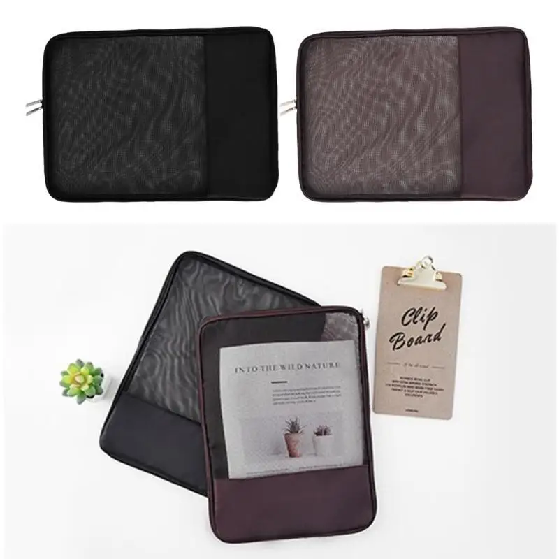 Zíperes saco pasta arquivo saco documentos reutilizável arquivo organizador malha zíperes bolsa