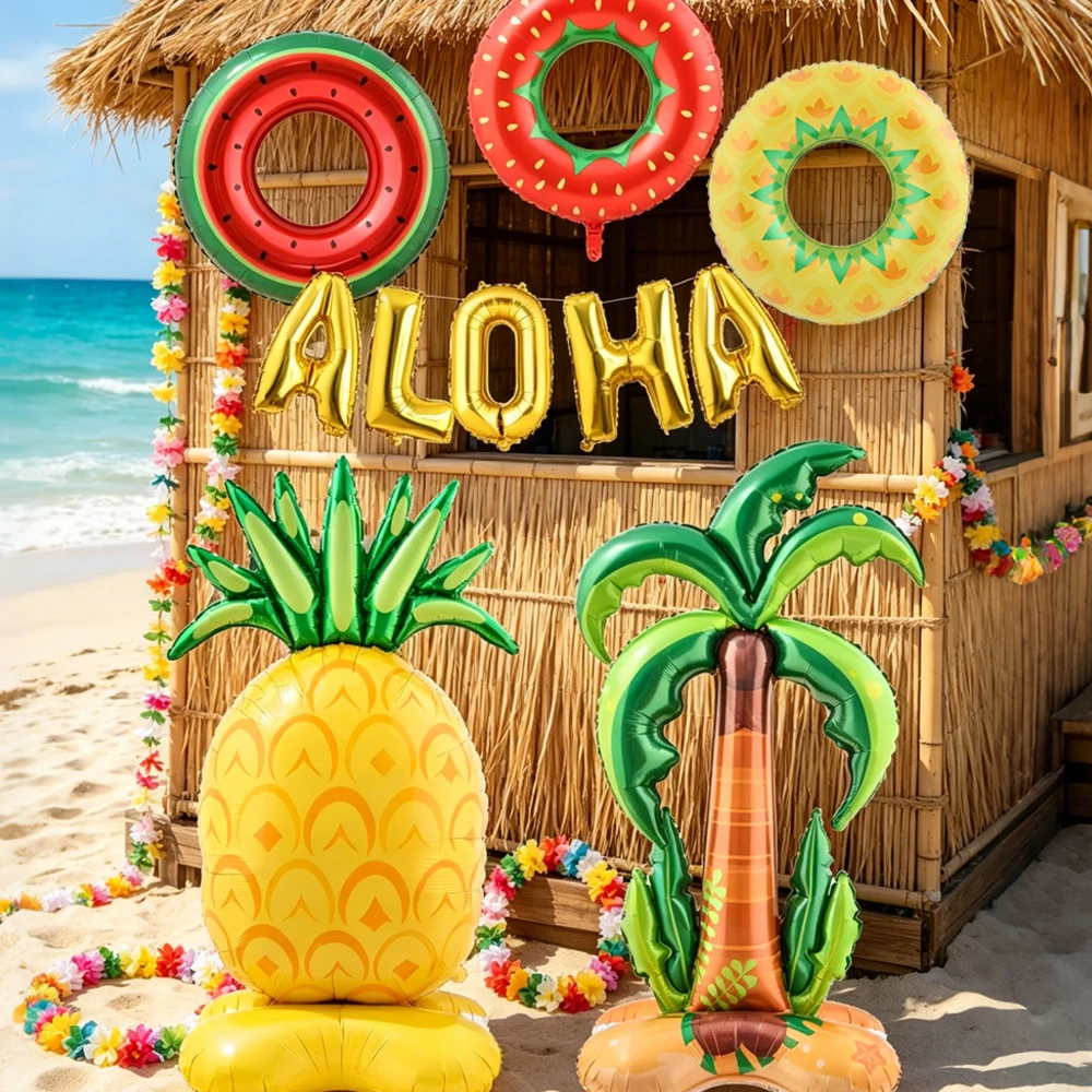 Riesiges Ananas- und Kokosnussbaum-Ballonset, Erdbeer- und Wassermelonen-Ballon, ALOHA Buchstaben-Ballon, für Hawaiianische Partydekoration – Detail 4