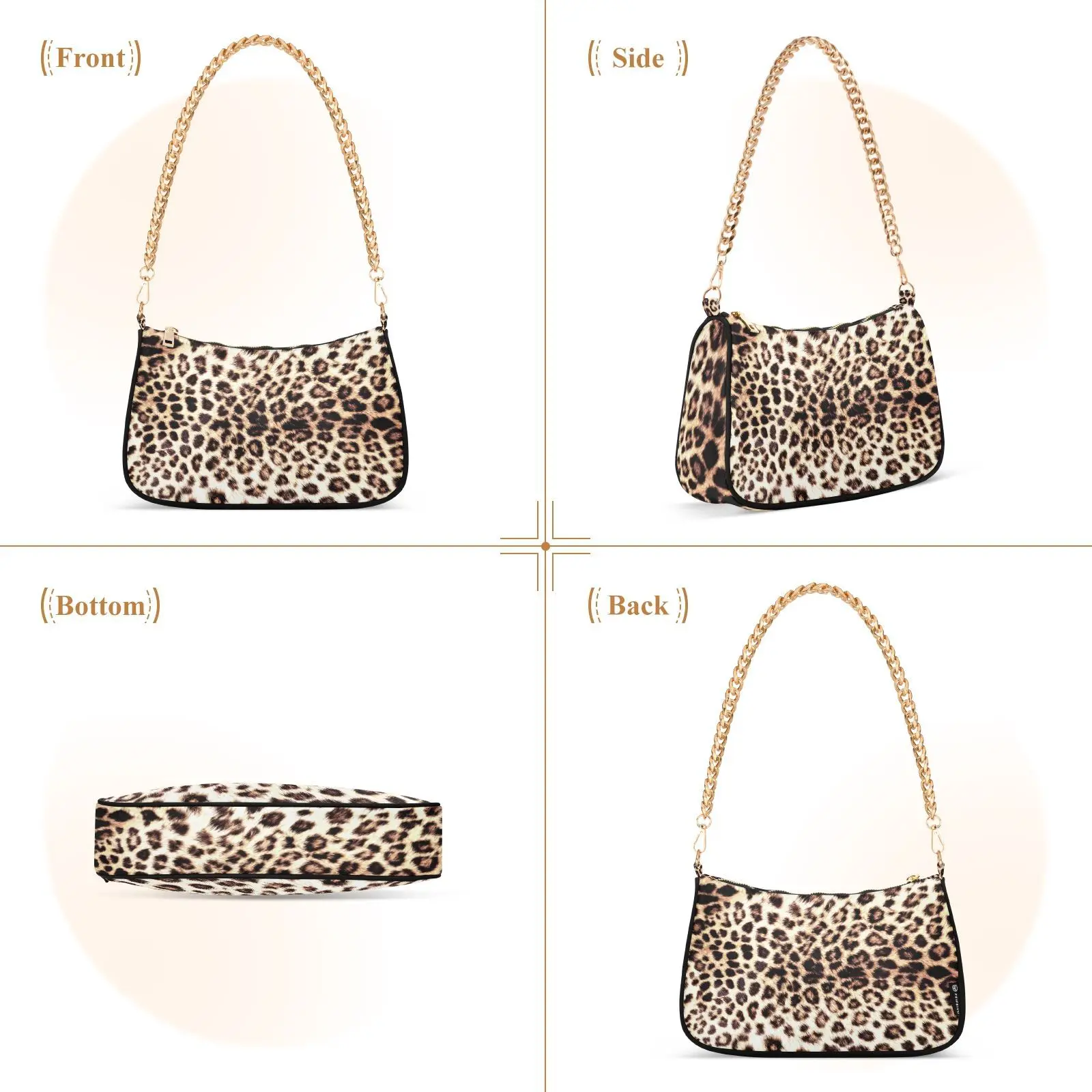 2025 New Shoulder Bag Fashion Trend Female Leopard print design Women's Metal Chain Bag Casual Trendy Phone Bag