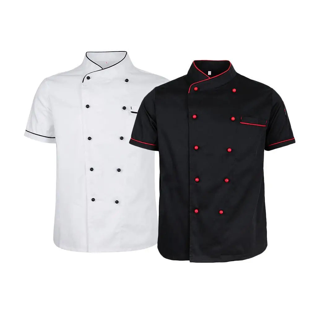 Veste de Chef uniforme à manches courtes, manteau de cuisine d'hôtel