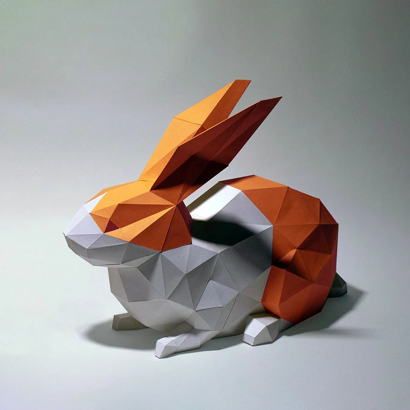 Modèle en papier lapin, décoration de bureau pour la maison, ornement de salle, artisanat en papier, puzzle 3D, jouets éducatifs créatifs faits à la main, accessoires