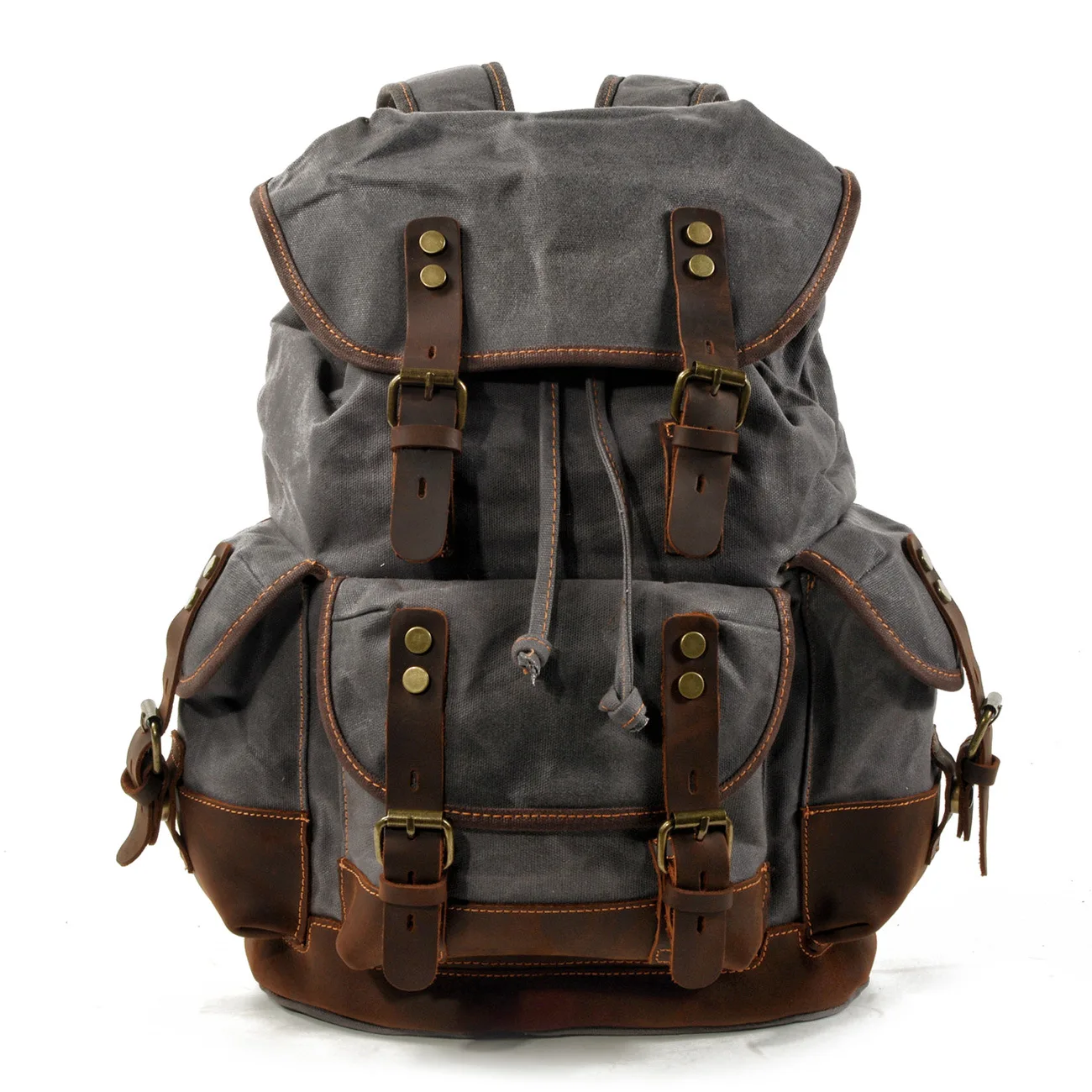 NIKI BAGS casual student schoolbag large-capacity travel backpack canvas leather stitched leather hiking backpack shoulder bag