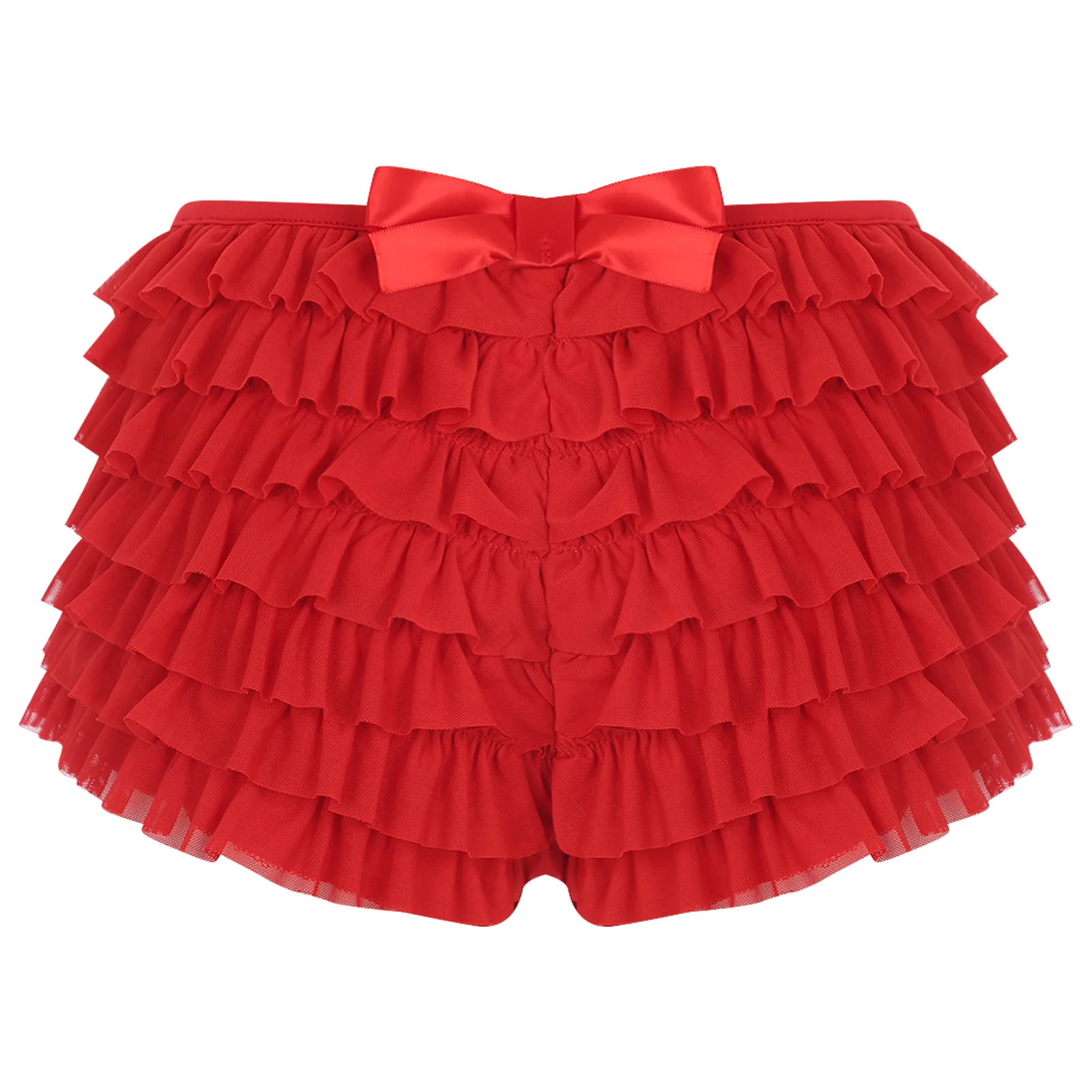Women Sexy Ruffled Hot Shorts Casual Summer Tiered Mesh Ruffles Bowknot Short Pants Vacation Beach Nightclub Streetwear Bloomers