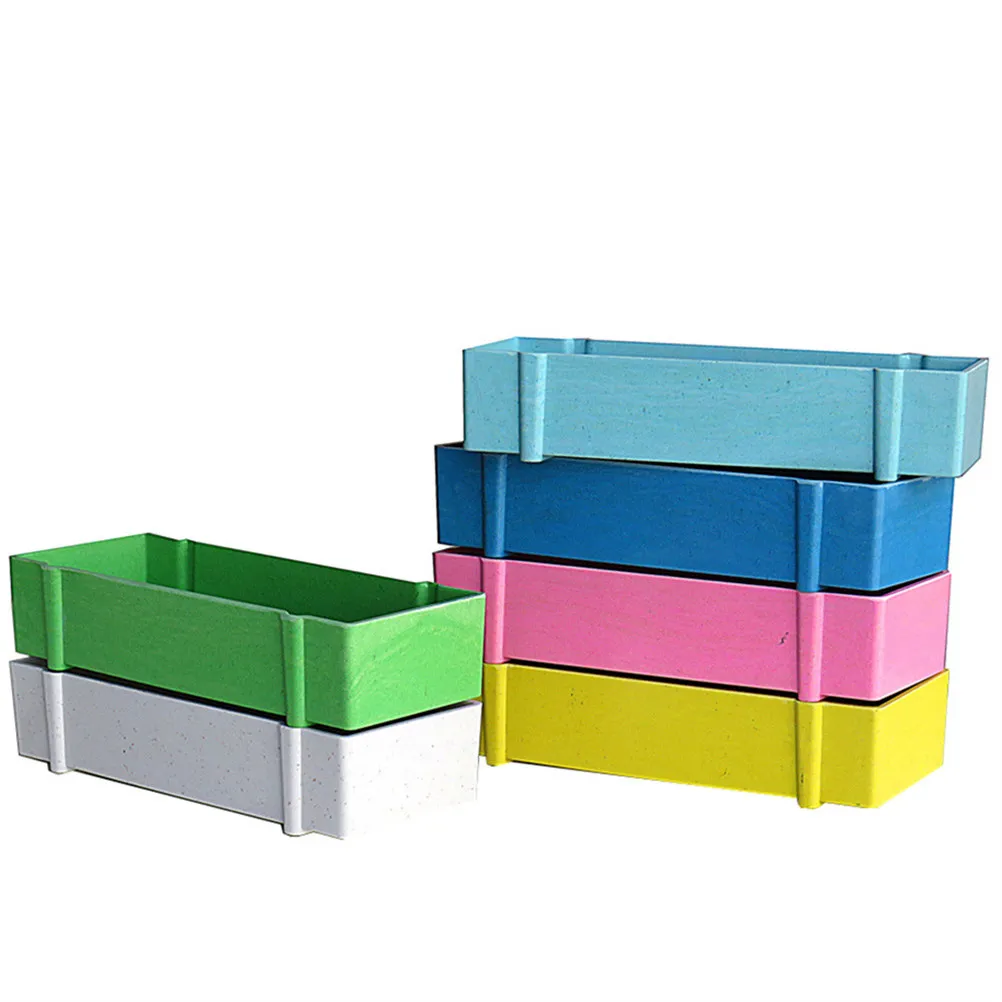 1 Pc Nordic Style Rectangular Succulent Flower Pot Pink Creative Decorative Flower Pot for Home Office Balcony Garden Gardening