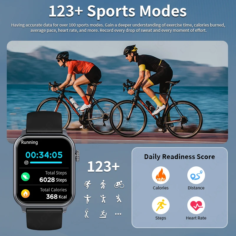 LIGE 1.83 "Jam Tangan Pintar Militer Luar Ruangan Jam Tangan Pintar Panggilan Bluetooth Pria 3ATM IP68 Jam Tangan Pemantauan Oksigen Darah Olahraga Tahan Air