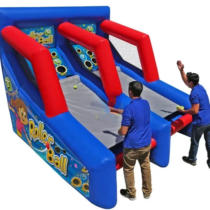 Carnival Interactive Games 2 Lanes Inflatable Roller Ball 2 Player Inflatable Game Comes Skee Tennis Balls Ball