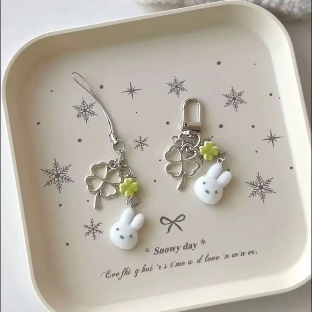 Kawaii Miffy Rabbit Color Cartoon Animal Cute Decoration Lanyard Girl Heart Ins Mobile Phone Chain Bell Goo Ben Pendant Chain