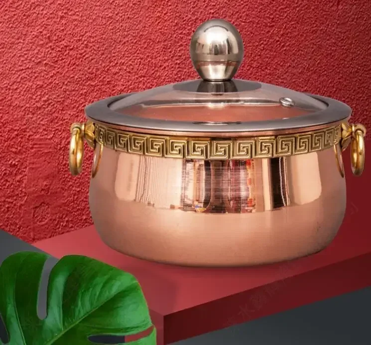 Pure copper thickened restaurant single hot pot one person shabu mutton small copper pot