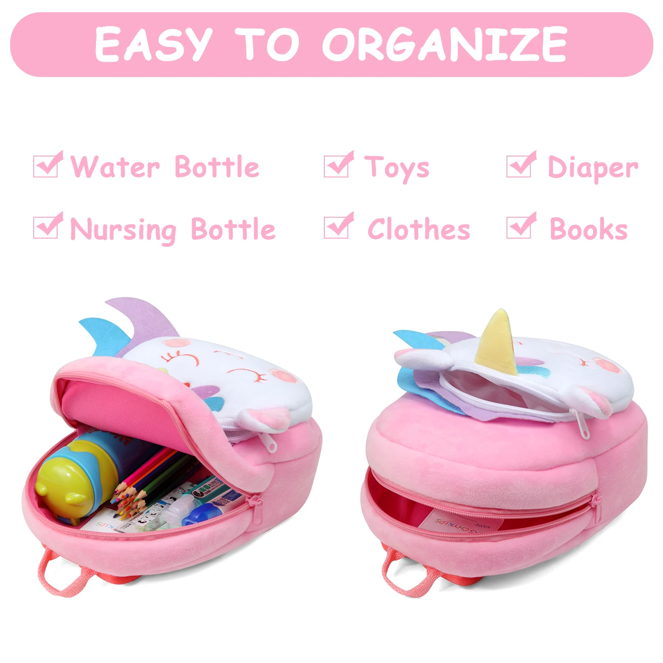 Baby Daypack Backpacks, Smiling Unicorn, Small