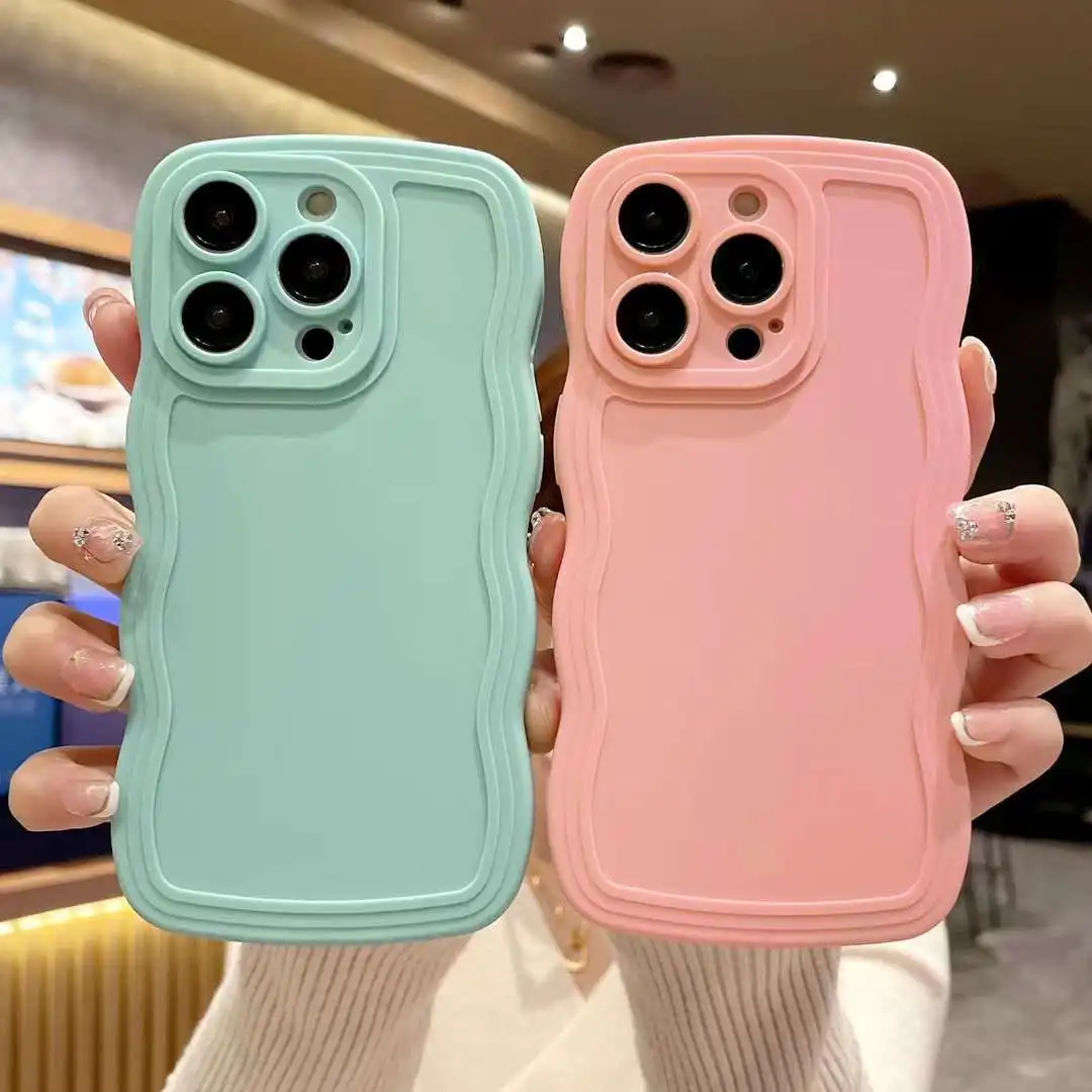 Simple Solid Wave Pattern Soft Shell Phone Case For iphone15 14 13 12 11 Pro Max X XR XSMAX 7 8 Plus TPU Case Cover new products