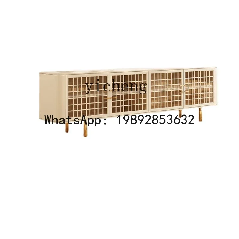 

GZ New Chinese Style Solid Wood TV Cabinet Tea Table Combination Modern Minimalist Living Room Storage Floor Cabinet