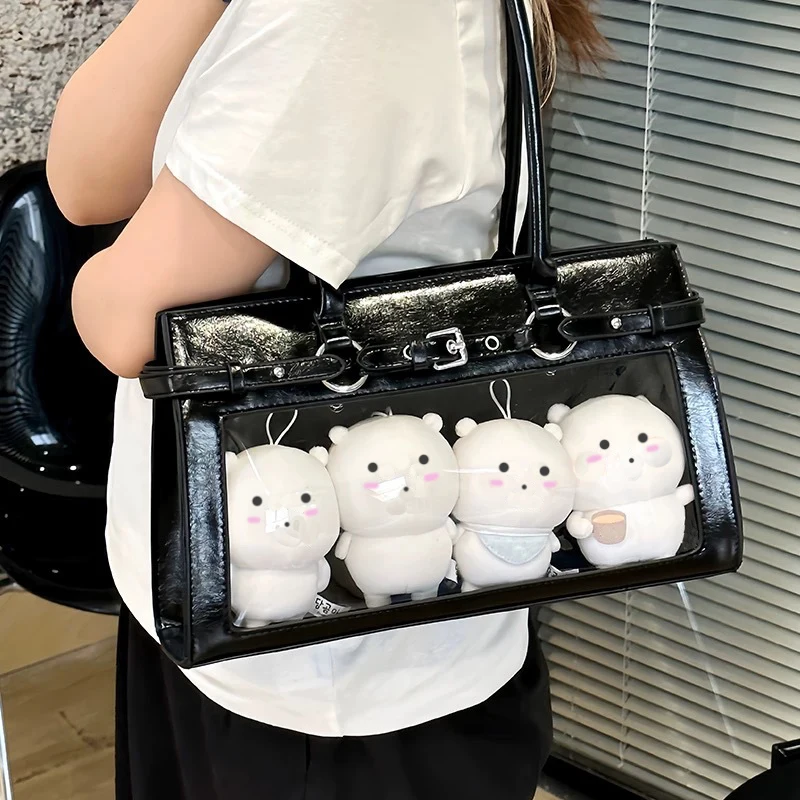 

Richme Vintage Women Ita Bags 2025 JK Uniform PU Underarm Shoulder Bag Female Trend DIY Anime Badge Y2K Idol Card Show Handbags