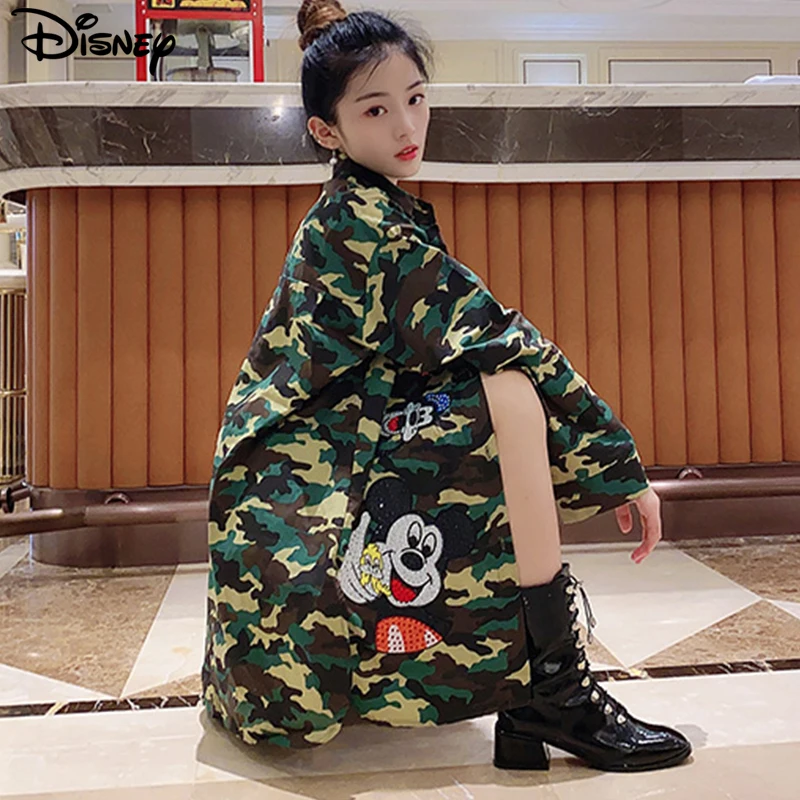 Imagem -03 - Camisa de Algodão Bordado Disney Solta Mickey Mouse Dentro dos Desenhos Animados Tamanho Grande Longa x Casual Broca Moda Superior Nova Chegada 2023