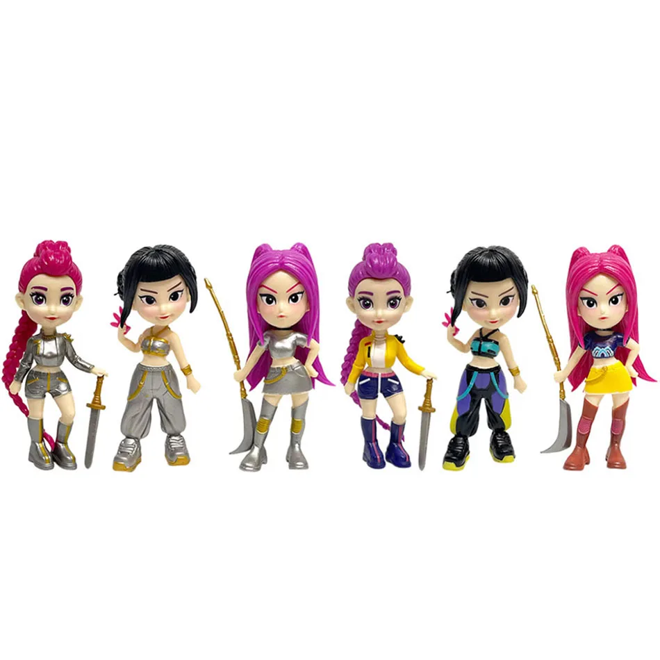 6 Pcs NEW Kpop Devil Hunter Rumi Zoe Mira anime polyvinyl chloride character collection desktop trinkets Childrens New Year gift