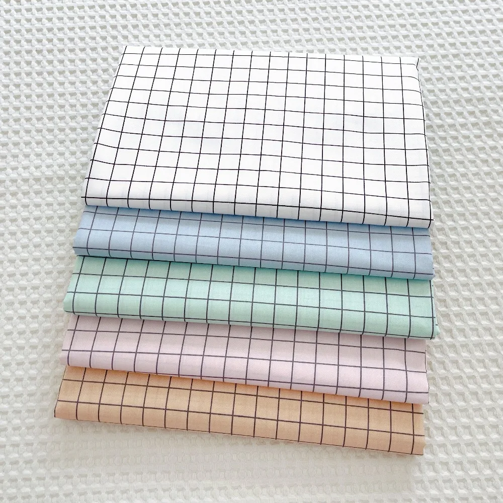 160x50cm 1.7cm Black White Checkered Cotton Twist DIY Tablecloth Fabric for Handmade Decor Sewing Cloth