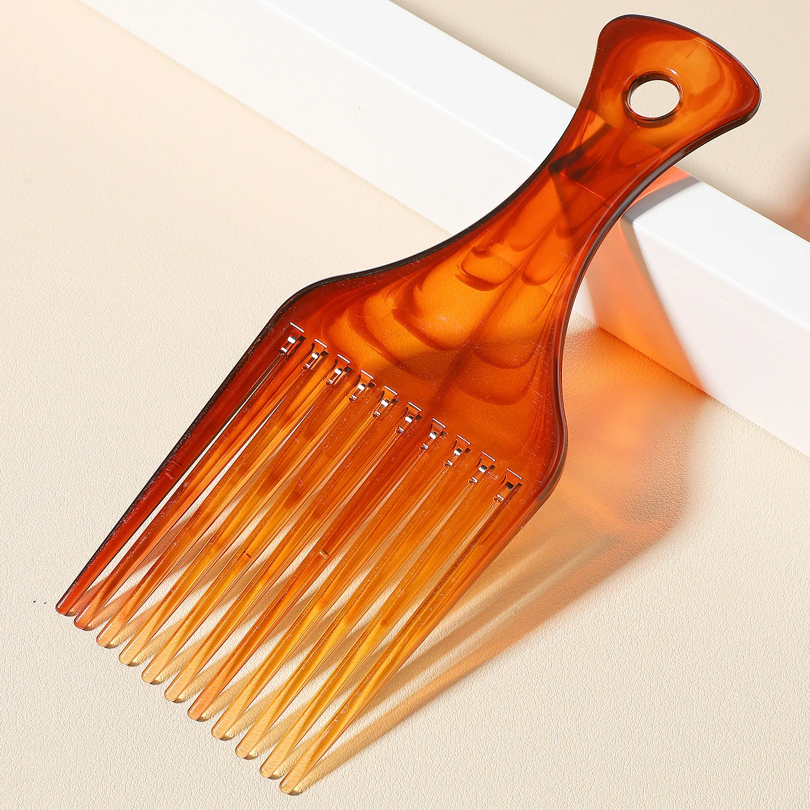 

Hair Pick Comb Lifts Volume Separates Curls Without Frizz for Curly Thick Hair Ergonomic Easy Clean Warm Water Washable Coffee
