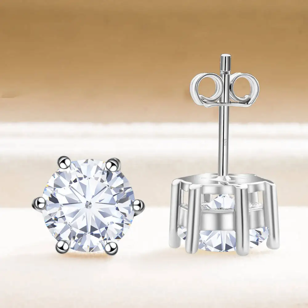 TY D Farbige Brillant-Rundschliff-Labor-Moissanit-Ohrstecker für Damen, 925er Sterlingsilber plattiert, Hochzeitsschmuck, Geschenk – Detail 7