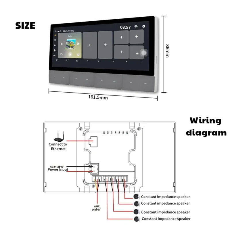 Anjielo Smart 6-Zoll-IPS-Display zentrales Bedienfeld Tuya-Gerät unterstützt Zigbee Control Scene Touchscreen