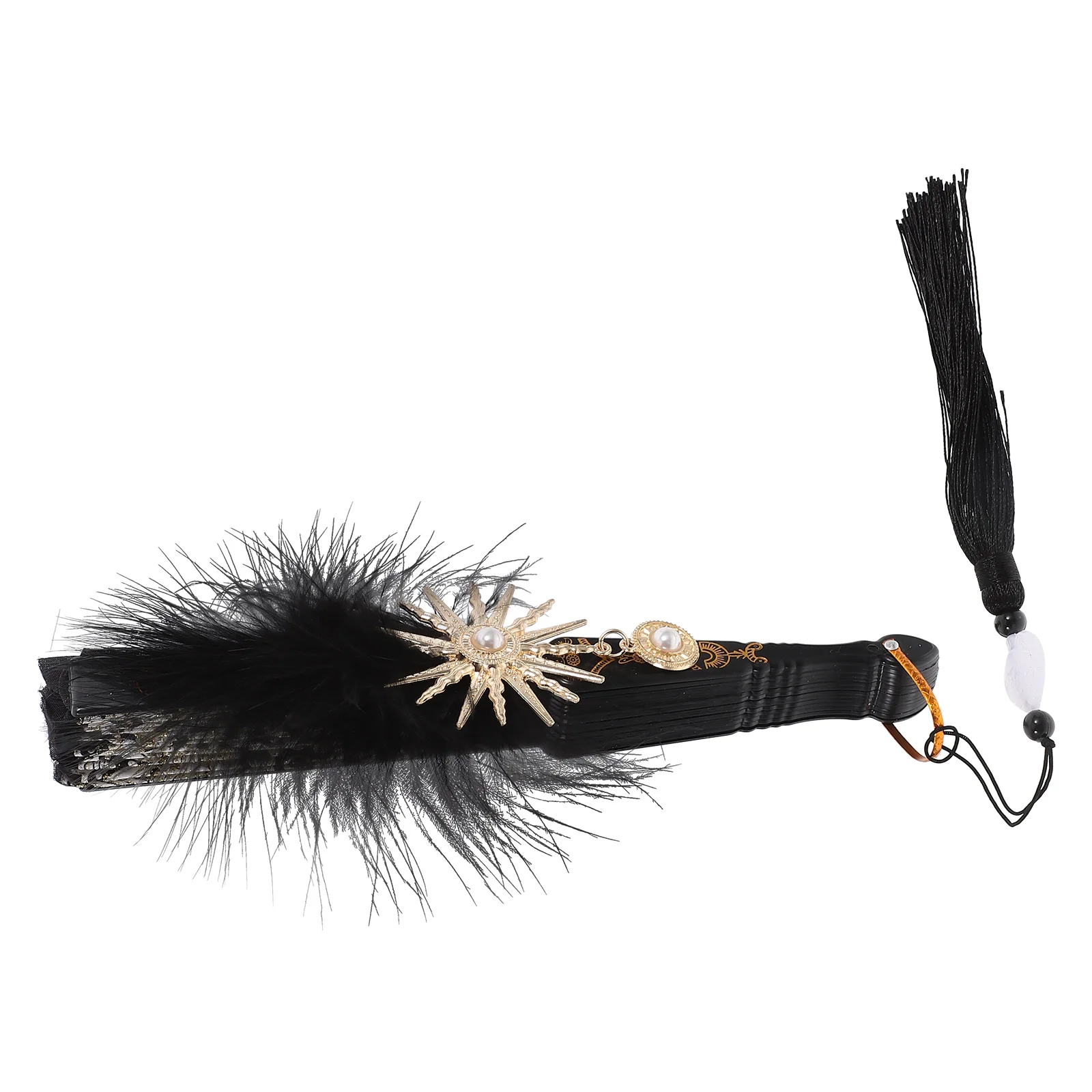 

1pcs Vintage Folding Fan European Style Plumage Handheld Fan For Wedding Party Dance Photo Prop Retro Cooling Accessory